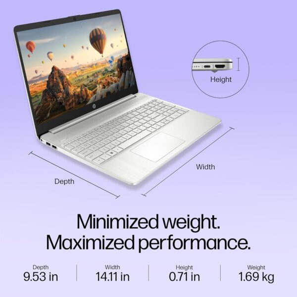 HP Laptop 15,12th Gen Intel Core i3-1215U,15.6 inch(39.6 cm),FHD,Anti-Glare,8 GB DDR4,512 GB SSD,Windows 11,MSO,Dual Speakers,1.69 kg,Natural Silver, - Image 8