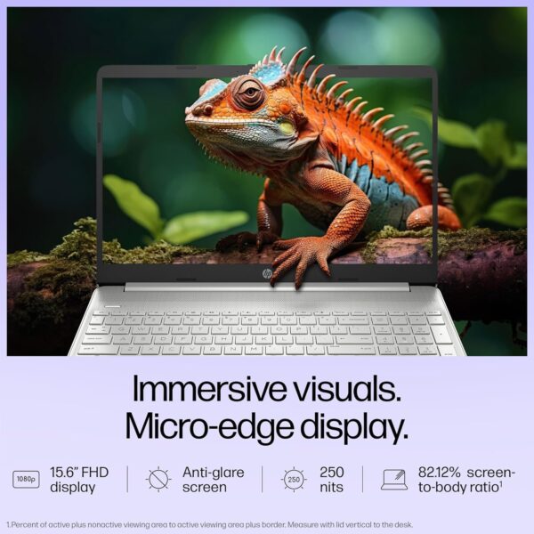 HP Laptop 15,12th Gen Intel Core i3-1215U,15.6 inch(39.6 cm),FHD,Anti-Glare,8 GB DDR4,512 GB SSD,Windows 11,MSO,Dual Speakers,1.69 kg,Natural Silver, - Image 3