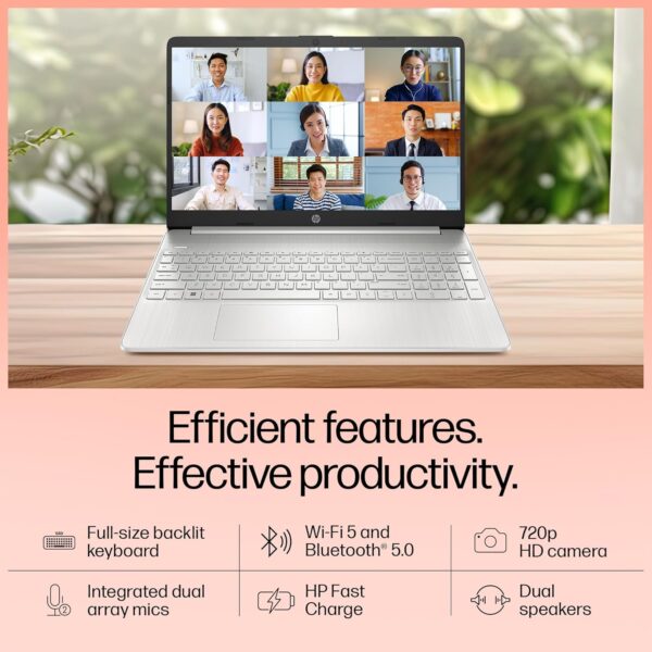 HP 15 Core i5 12th Gen (8GB RAM/512GB SSD/FHD/Windows 11/MS Office/Backlit Keyboard/15.6" (39.6cm)/Silver/1.59 kg) - Image 4